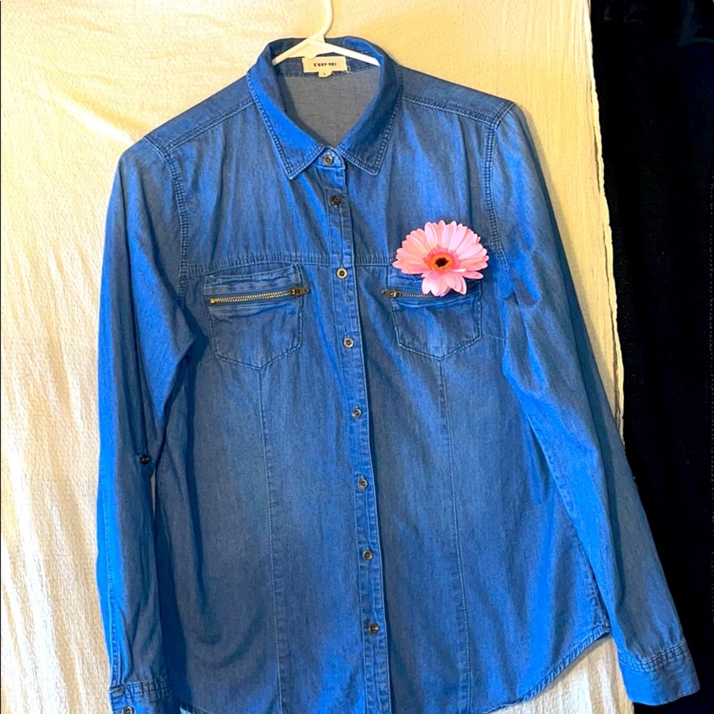 C’est Toi Denim blue long sleeve shirt